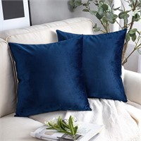 Velvet Throw Pillows Navy Cushions: 18", 2 Pack