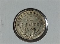 1942 Newfoundland 10 cent (vf)