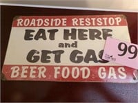 EAT HERE, GET GAS TIN SIGN