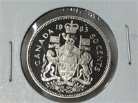 1983 Canadian 50 cent coin (proof)