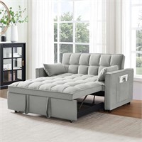 Pull Out Couch 3 in 1  55' Sofa Bed  Grey-Velvet