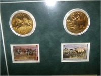 NRA MEDALLION AND STAMP SET 2000 SHADOWBOX WITH