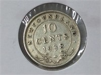 1938 Newfoundland 10 Cent Coin (f)