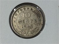 1942 Newfoundland 10 Cent Coin (vf)