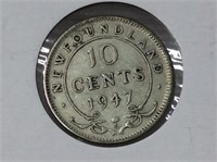 1947 Newfoundland 10 Cent Coin (vf)