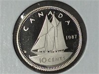 1987 Canadian 10 Cent Coin (proof)