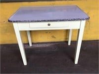 Painted Wood Porcelain/ Enamel Top Table with