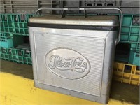Vintage Pepsi Cola Metal Cooler with Tray
