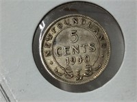 1940 Newfoundland 5 Cent Coin (vf)