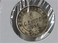 1929 Newfoundland 5 Cent Coin (vf)
