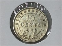 1942 Newfoundland 10 Cent Coin (vf)