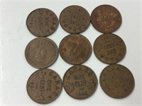 9x Different George V Small Cents