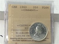 1963 Canadian 25 cent (iccs pl64)
