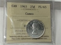1963 Canadian 25 cent (iccs pl65) cameo