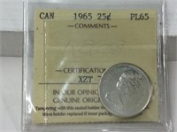 1965 Canadian 25 cent (iccs pl65)