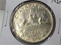 1935 Canadian silver dollar