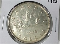 1938 Canadian silver dollar (xf+)