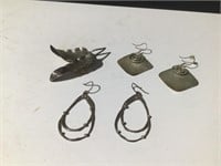 Sterling Pin & Earrings Lot