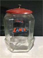 11” Vintage Lance Advertising Glass Lidded Jar