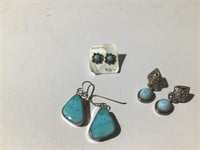 Sterling & Turquoise Earrings Lot