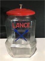 11” Lance Glass Lidded Advertising Jar Store