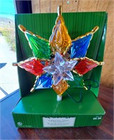 8 Point Star Multi Color Christmas Tree Topper 8"