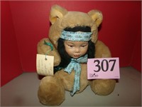 NATIVE AMERICAN WIND UP BABY IN BEAR COSTUME