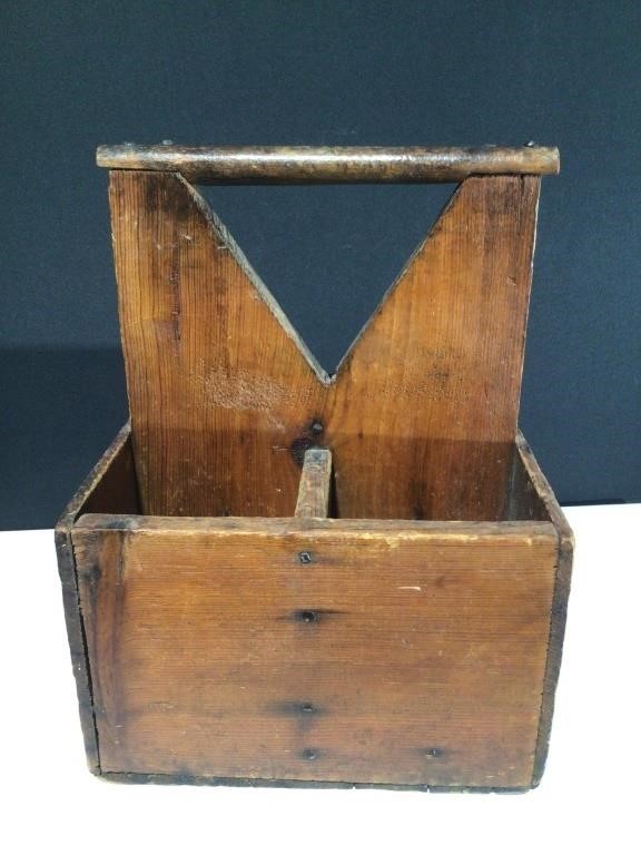 13” Primitive Wood Handled Tote Tool Box