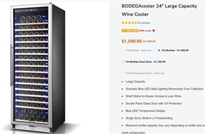 FM3028 BODEGAcooler 24" Large Capacity Wine Cooler