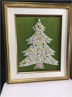Lighted Beaded Christmas Tree Framed Picture