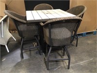 Treated Outdoor Wicker Patio Bar Table & 4 Chairs
