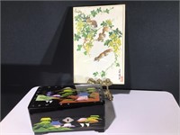 (2) Asian Art Jewelry music Box & Squirrel