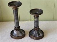 retro industrial candle holders 8" & 10" tall