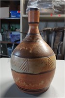 Antique Mexican Handpainted Pottery Bottle VINTAGE