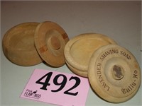 2 PC WOODEN SHAVING SOAP CONTAINERS