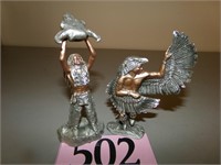 2 PC NATIVE AMERICAN PEWTER FIGURES