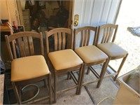 Wood Stools with Leather Seats **