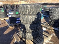 (4) Unused 12-16.5 Skid Steer Tires On Rims