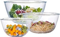 Glass Mixing Bowl Set for Baking 3-Piece Salad Bow