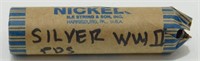 Roll (40) of Jefferson Silver War Nickels