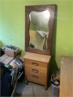 Rolling cart with drawers and mirror