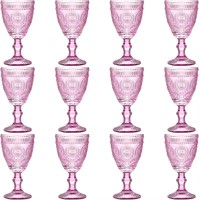 12 Pcs Colored Glass Goblets 10oz Vintage Set