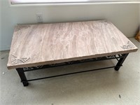 Stone Top Metal Base Rectangular Coffee Table