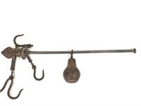 Antique 4-Hook Slide Balance Hanging Scale 150lb