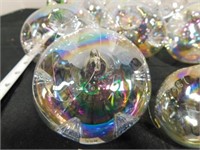 9 vintage iridescent glass ornaments