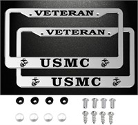 SM3842  USMC Veteran License Plate Frame, Matte Bl