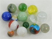 Vintage Marbles including 11 Shooters & 3 Small -
