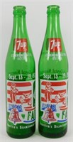 * 2 Vintage 7-Up Commemorative Bottles - Farm
