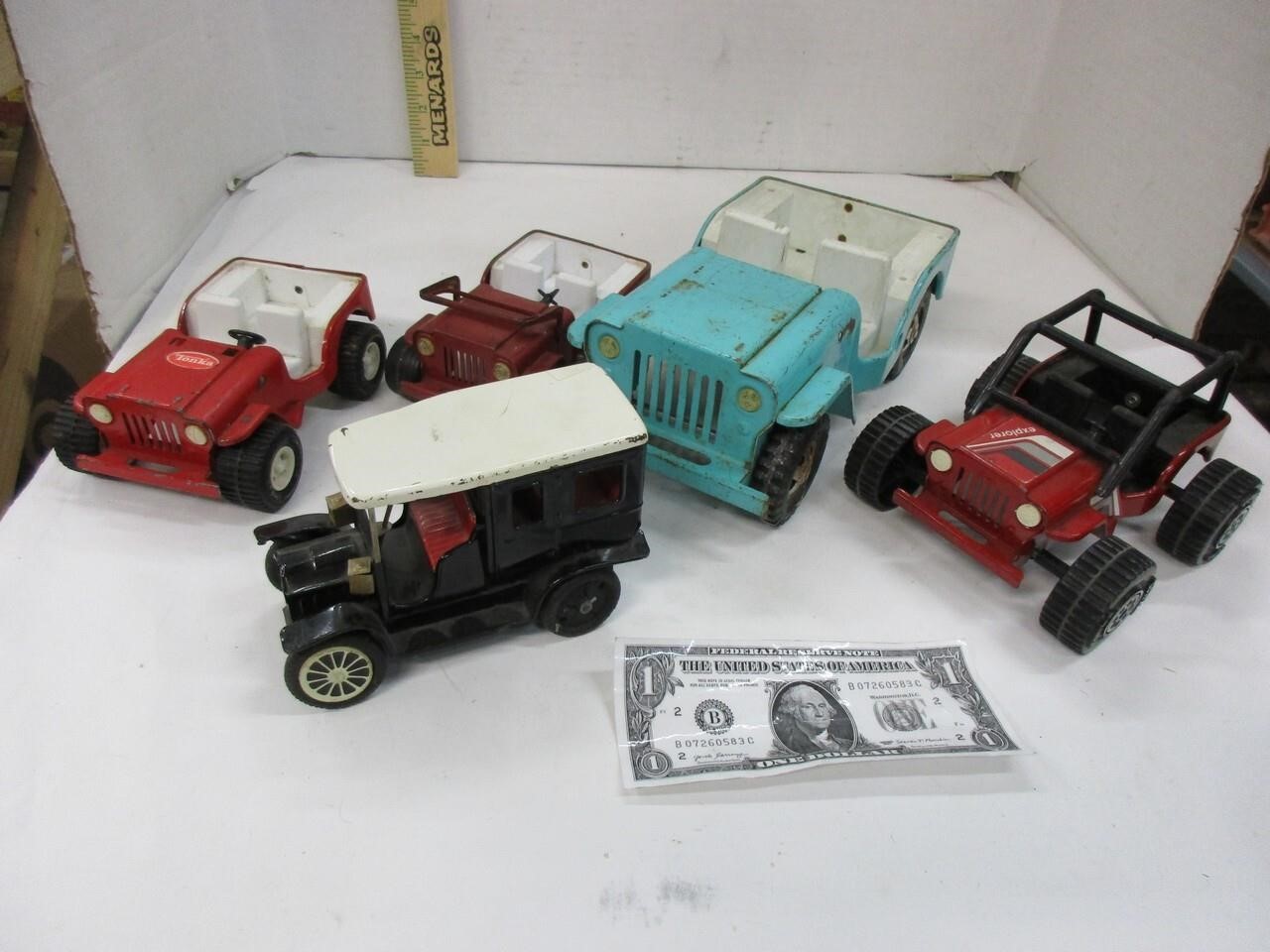 Vintage toy vehicles, mostly Tonka