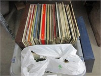 Assorted vintage record and song box